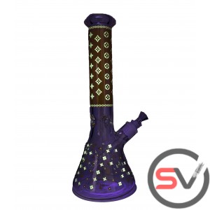 DESIGNER GLASS BEAKER With ICE CATCHER 14inch - ORANGE